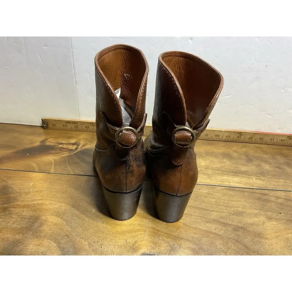 FRYE Boots Lucinda Short Brown Leather Bootie Size 7